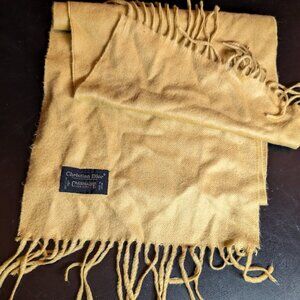 Tan Vintage Christian Dior Winter Scarf Mens Womans Unisex Tan Khaki Cashmaire